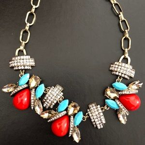 Necklace with red and turquoise stones
